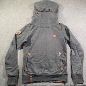 NAKETANO Men's Grey Hoodie With Owl Emblem "Brave New Word" Size S